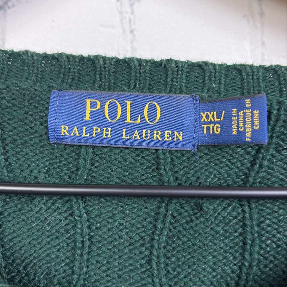 Polo by Ralph Lauren Men's Dark Green Cable Knit Crewneck Sweater Xxl - Picture 5 of 6